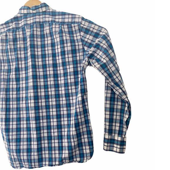 J Crew Mens Slim Fit Plaid Button Up Shirt Long Sleeve Blue M Medium - Picture 6 of 10